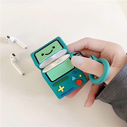 Meyaar Silicon Case Cover with Carabiner Hook for AirPods 1 & 2 (Teal Switch-Green)