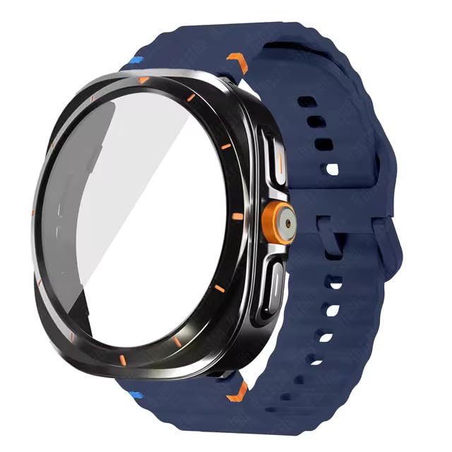 Meyaar Case+Strap for Samsung Galaxy Watch 7/6 44mm Silicone Band Tempered Glass Film Protective Case Upgrade Galaxy 6/7 to Ultra 47mm