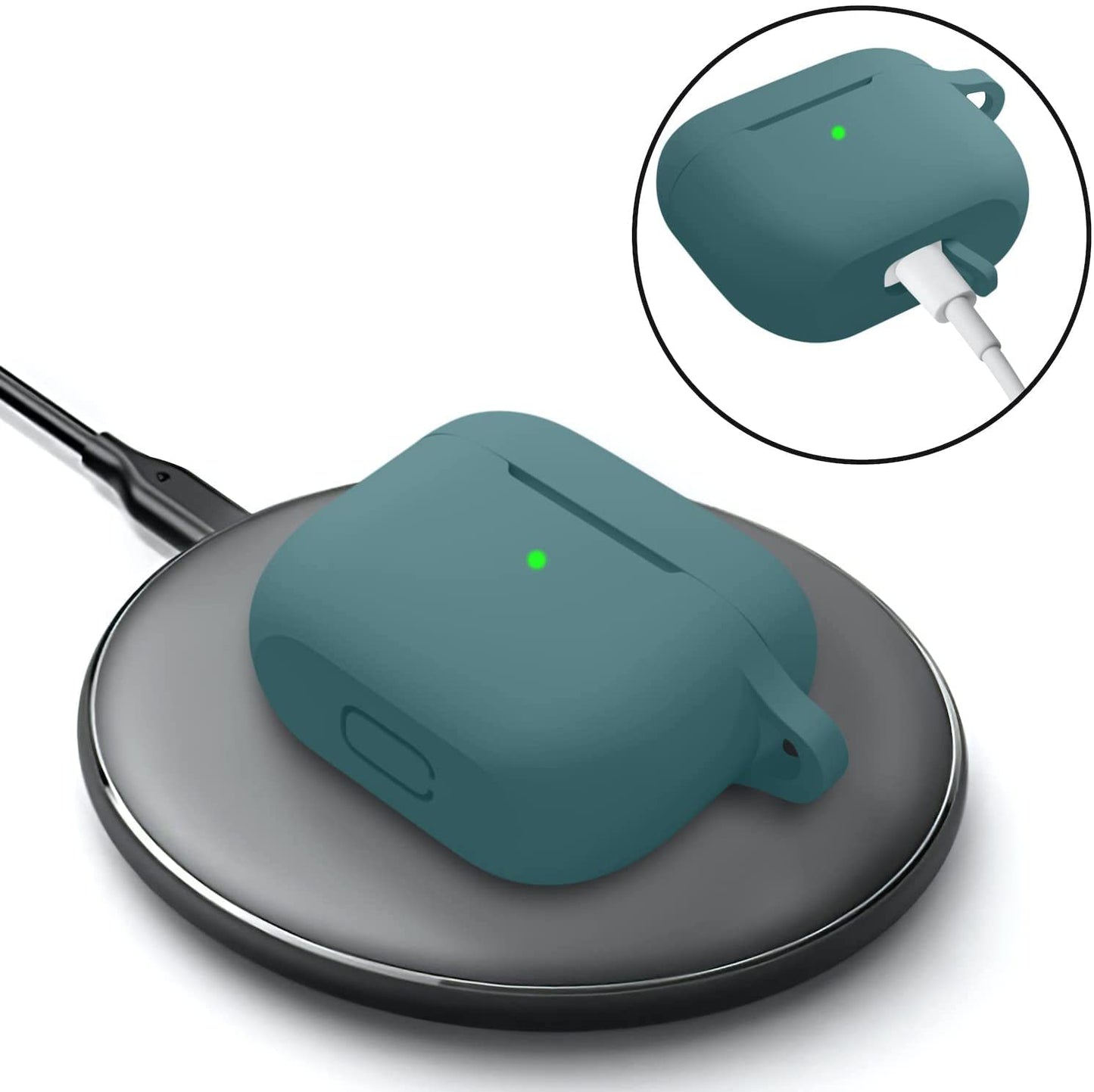 Meyaar Silicone Basic Cover Compatible with Airpods 3rd Generation Case (2021) With Metal Hook