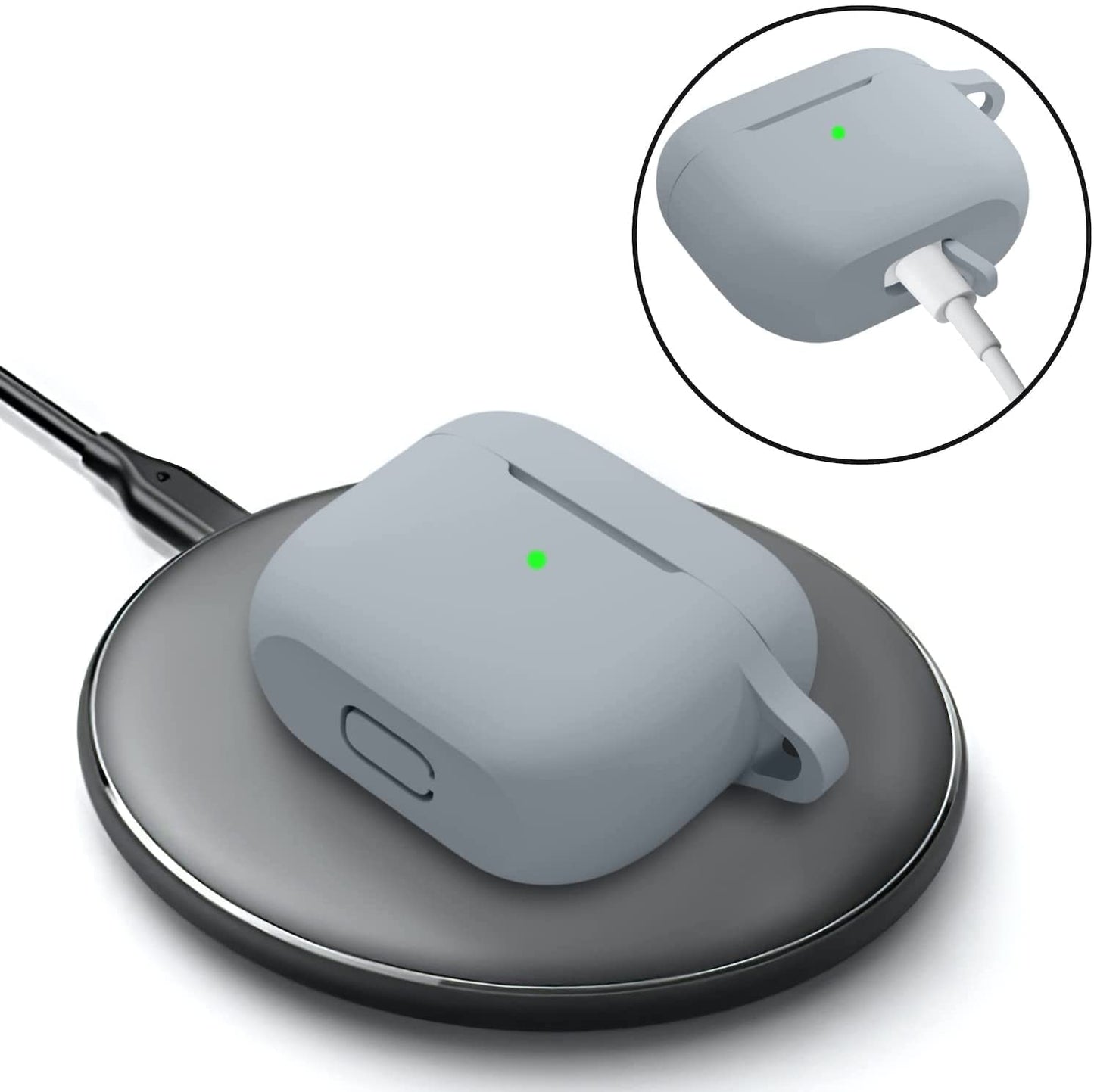 Meyaar Silicone Basic Cover Compatible with Airpods 3rd Generation Case (2021) With Metal Hook