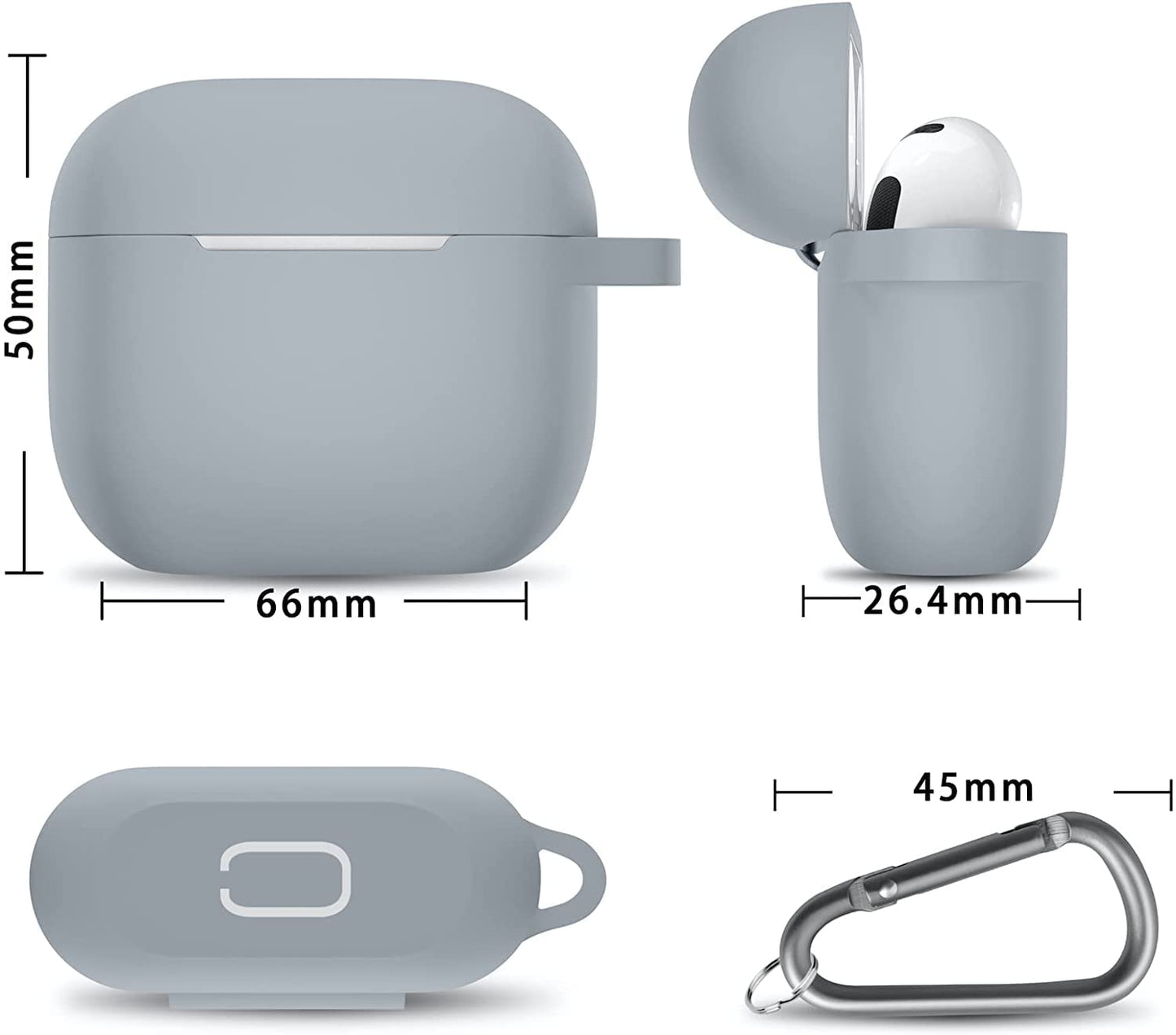 Meyaar Silicone Basic Cover Compatible with Airpods 3rd Generation Case (2021) With Metal Hook