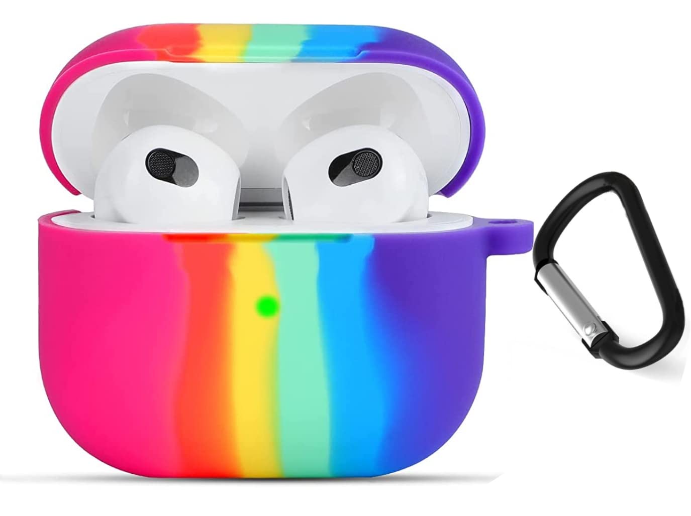 Meyaar Silicone Basic Cover Compatible with Airpods 3rd Generation Case (2021) With Metal Hook