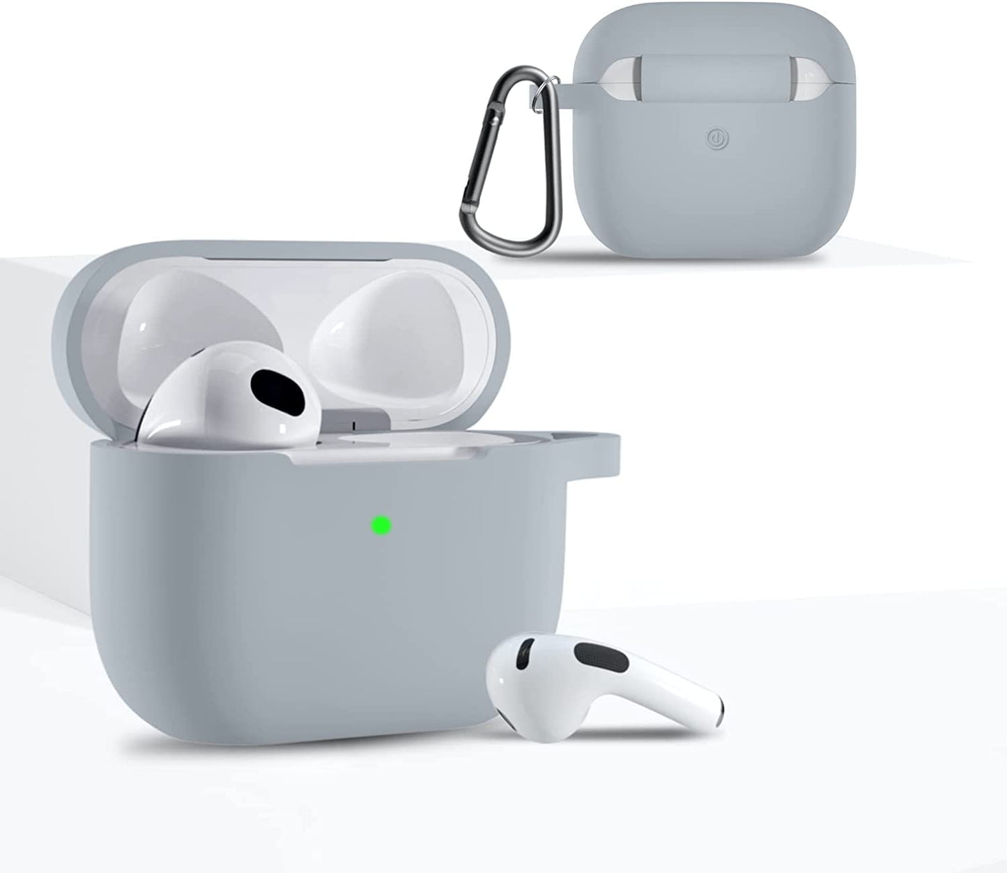 Meyaar Silicone Basic Cover Compatible with Airpods 3rd Generation Case (2021) With Metal Hook