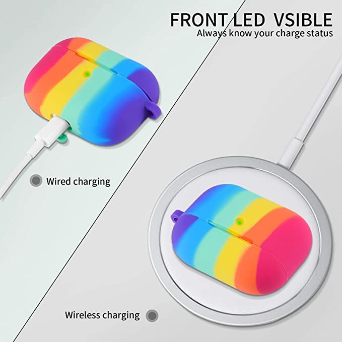 Meyaar Silicone Basic Cover Compatible with Airpods 3rd Generation Case (2021) With Metal Hook