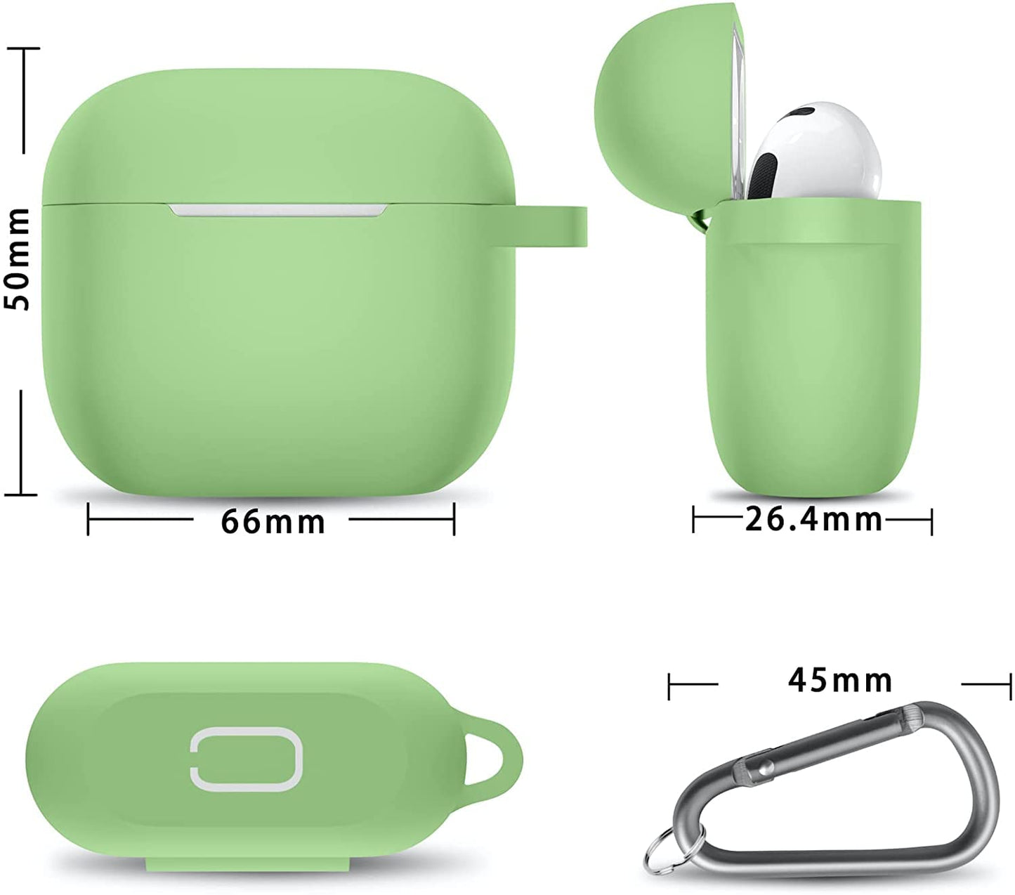 Meyaar Silicone Basic Cover Compatible with Airpods 3rd Generation Case (2021) With Metal Hook