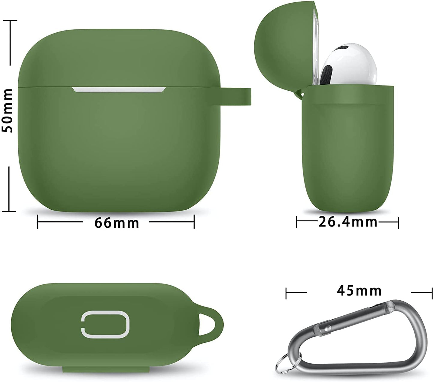 Meyaar Silicone Basic Cover Compatible with Airpods 3rd Generation Case (2021) With Metal Hook