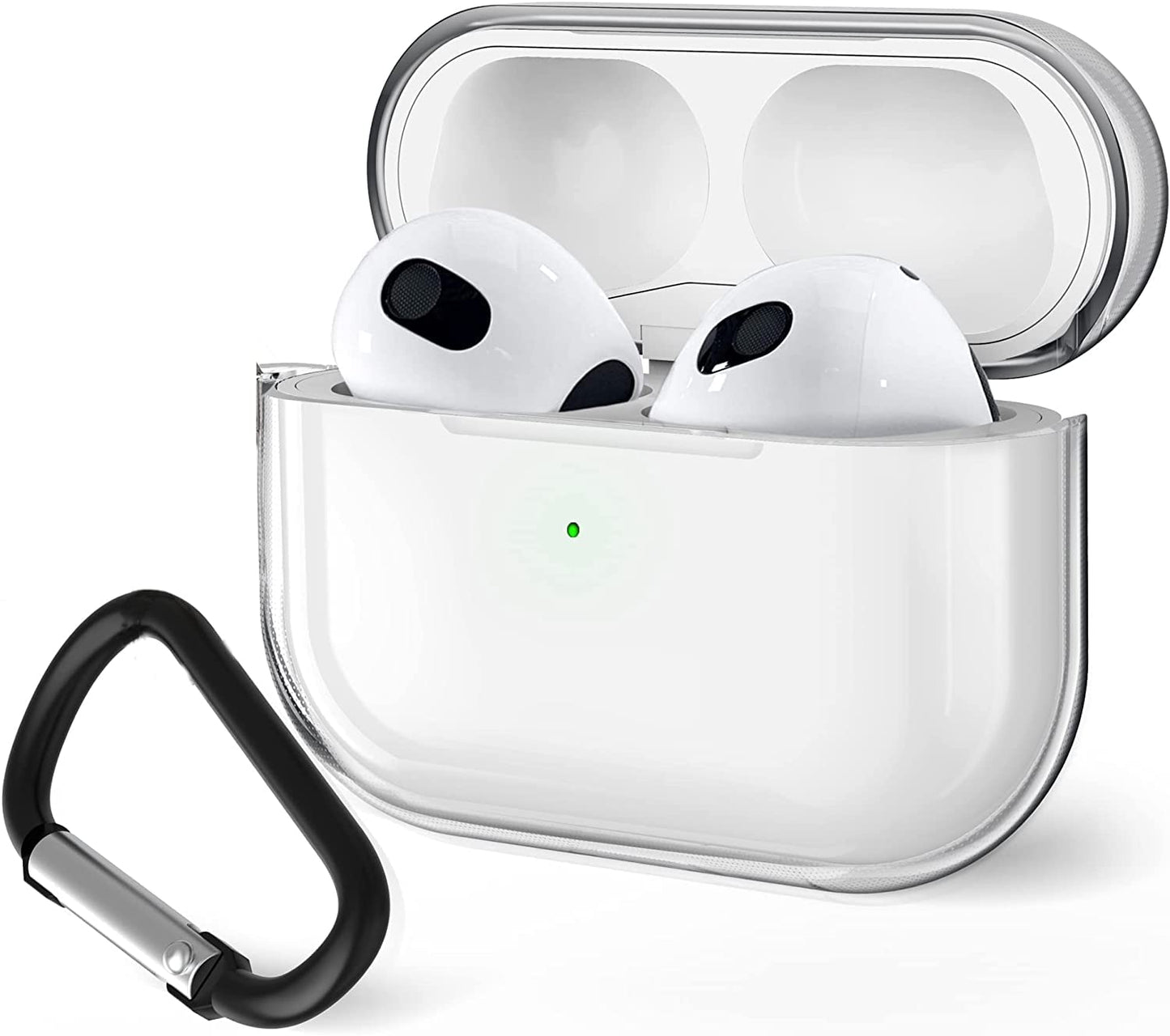 Meyaar Silicone Basic Cover Compatible with Airpods 3rd Generation Case (2021) With Metal Hook