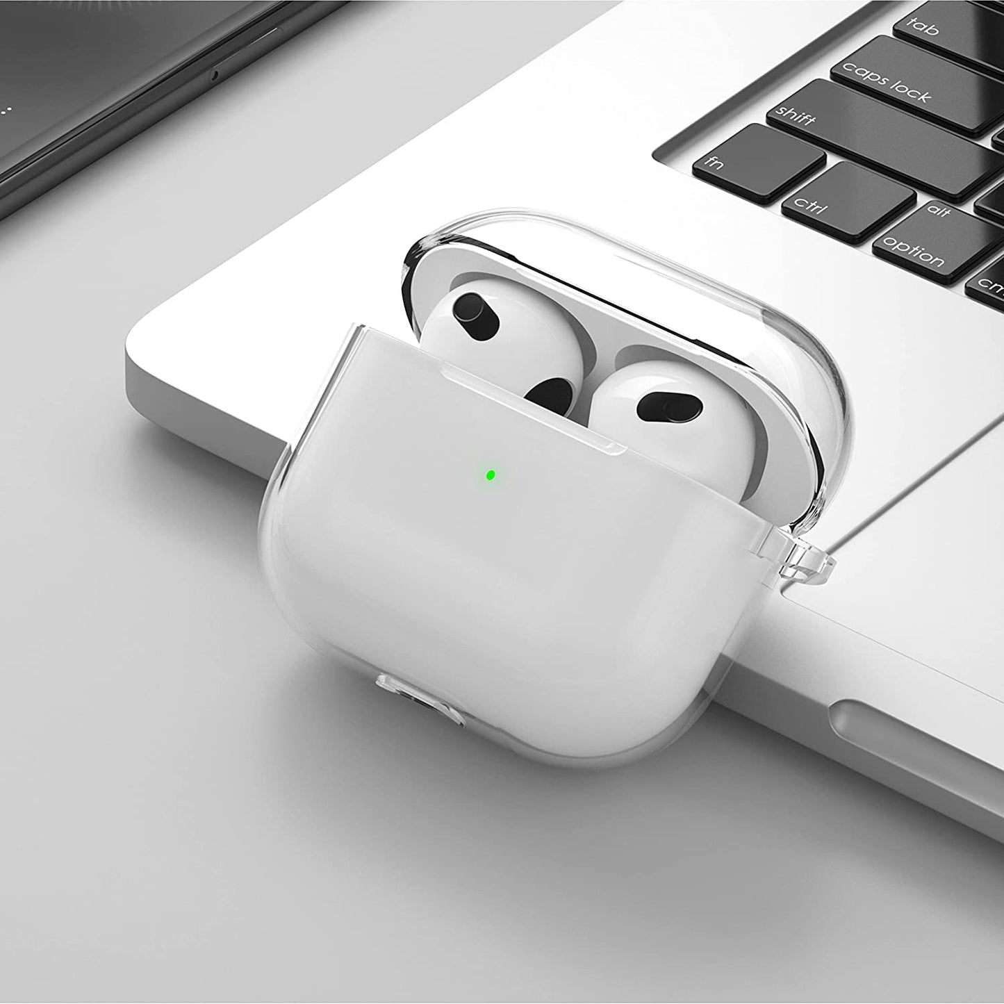 Meyaar Silicone Basic Cover Compatible with Airpods 3rd Generation Case (2021) With Metal Hook