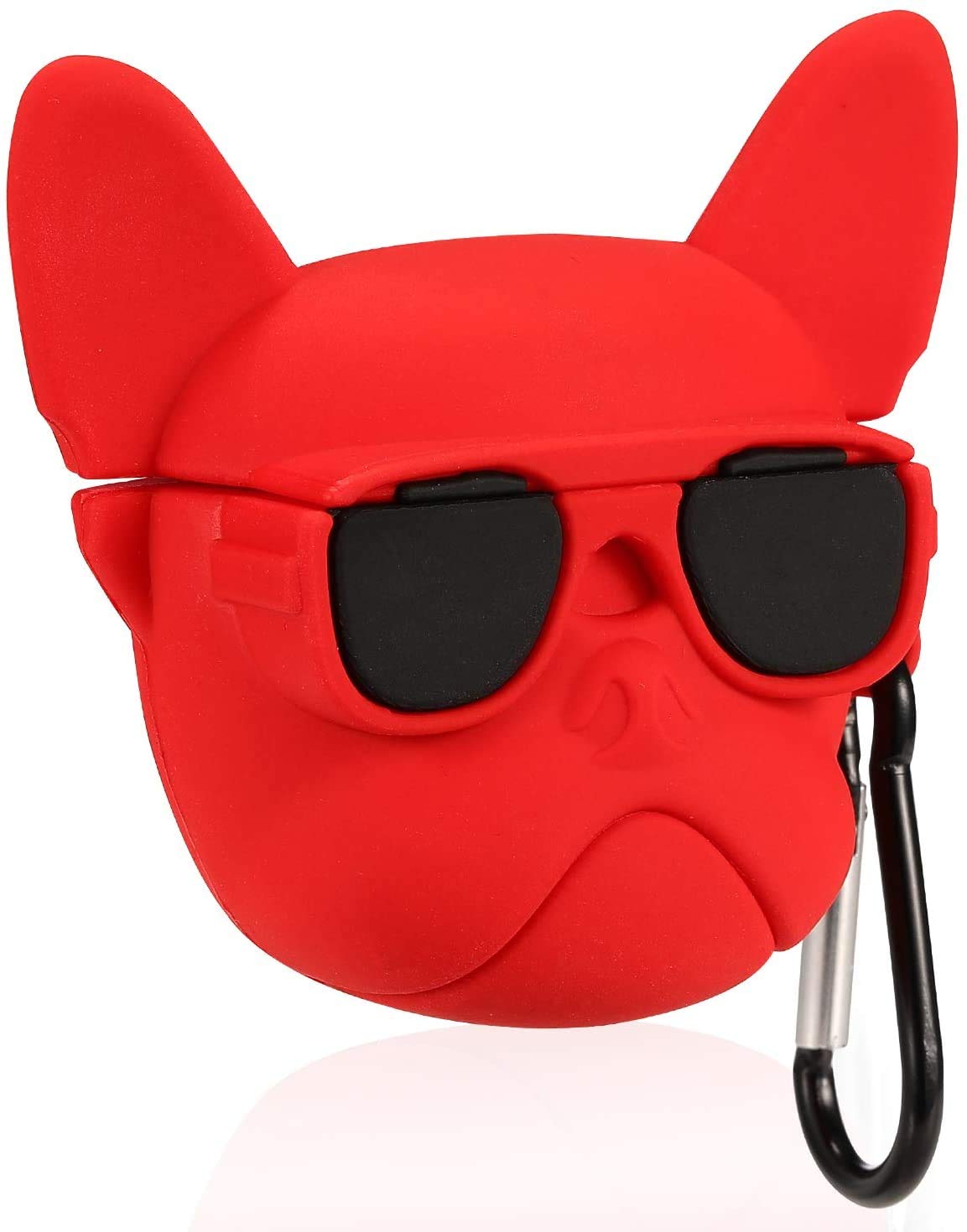 Meyaar Silicon Case Cover with Carabiner Hook for AirPods 1 & 2 (Red Dog)