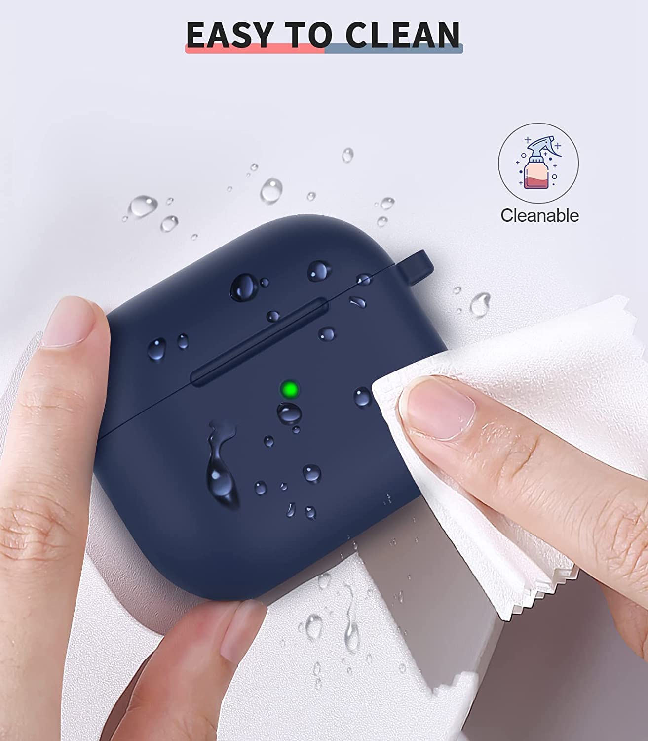 Meyaar Silicone Basic Cover Compatible with Airpods 3rd Generation Case (2021) With Metal Hook