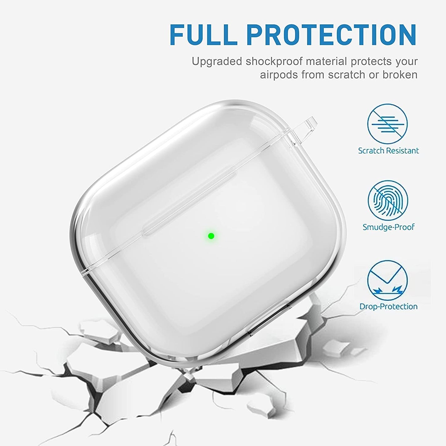 Meyaar Silicone Basic Cover Compatible with Airpods 3rd Generation Case (2021) With Metal Hook