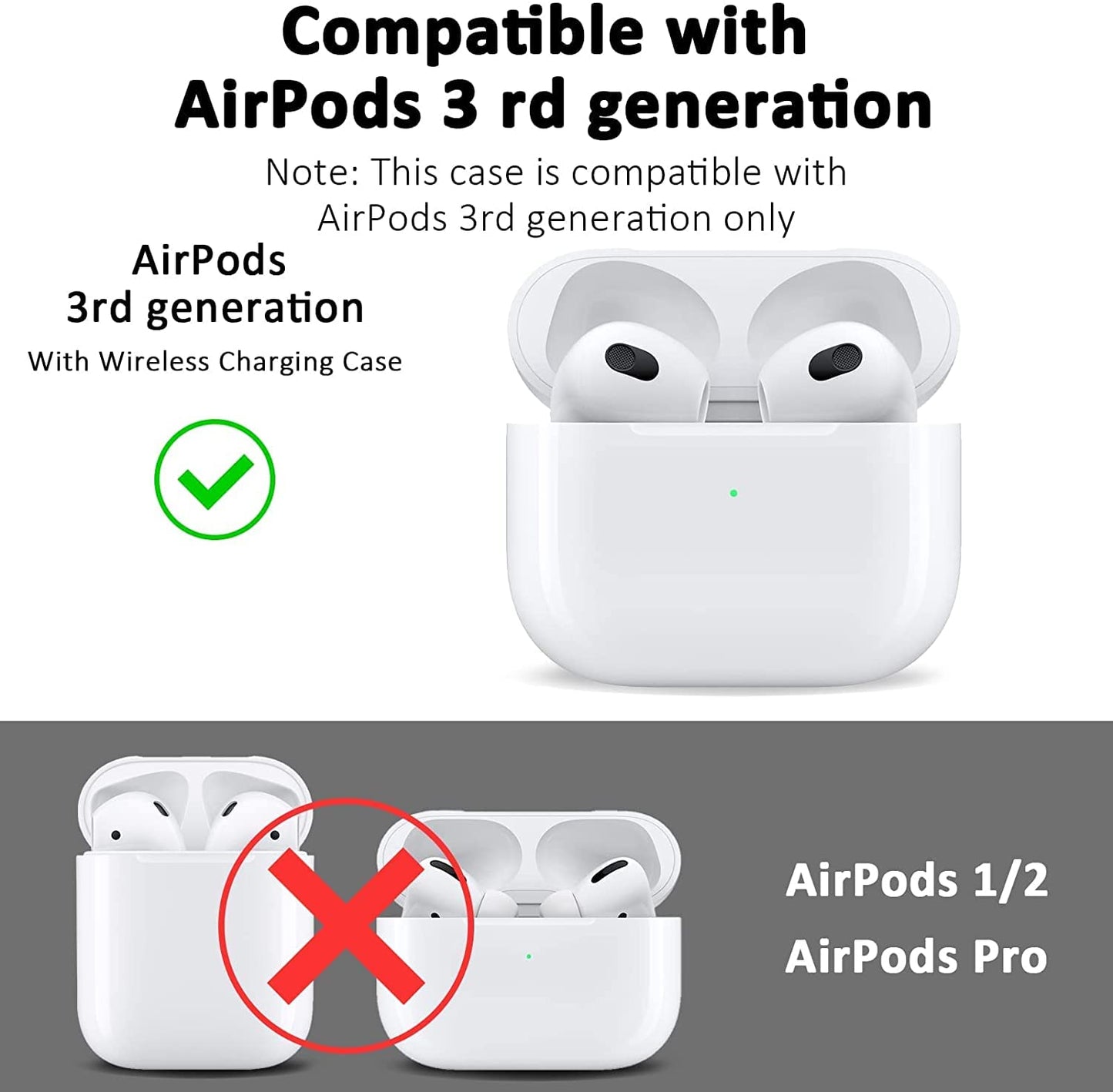 Meyaar Silicone Basic Cover Compatible with Airpods 3rd Generation Case (2021) With Metal Hook