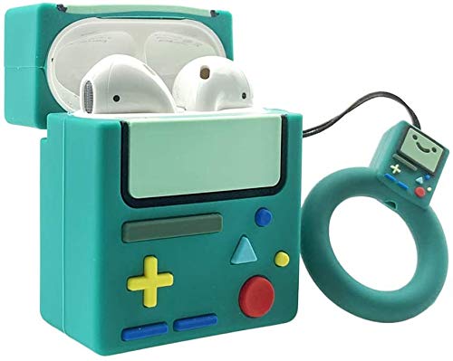 Meyaar Silicon Case Cover with Carabiner Hook for AirPods 1 & 2 (Teal Switch-Green)