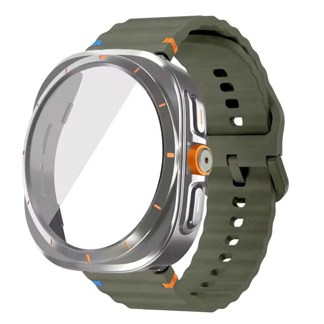 Meyaar Case+Strap for Samsung Galaxy Watch 7/6 44mm Silicone Band Tempered Glass Film Protective Case Upgrade Galaxy 6/7 to Ultra 47mm
