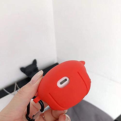 Meyaar Silicon Case Cover with Carabiner Hook for AirPods 1 & 2 (Red Dog)