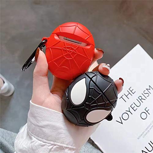 Meyaar Silicone Case with Keychain, Designed for Apple AirPods 1 & 2 Only (Not For Any Other Model) (Airpods Not Included) (Spider-Man (Red))