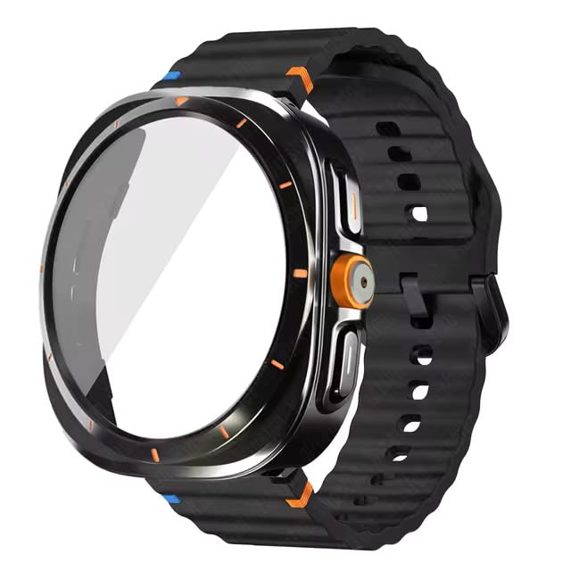 Meyaar Case+Strap for Samsung Galaxy Watch 7/6 44mm Silicone Band Tempered Glass Film Protective Case Upgrade Galaxy 6/7 to Ultra 47mm