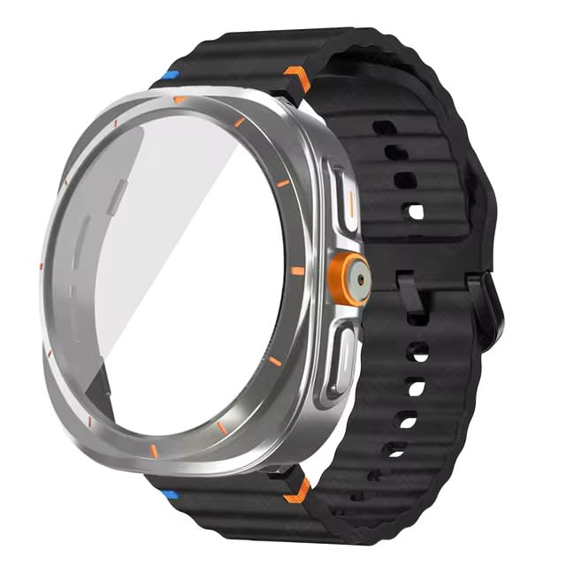 Meyaar Case+Strap for Samsung Galaxy Watch 7/6 44mm Silicone Band Tempered Glass Film Protective Case Upgrade Galaxy 6/7 to Ultra 47mm
