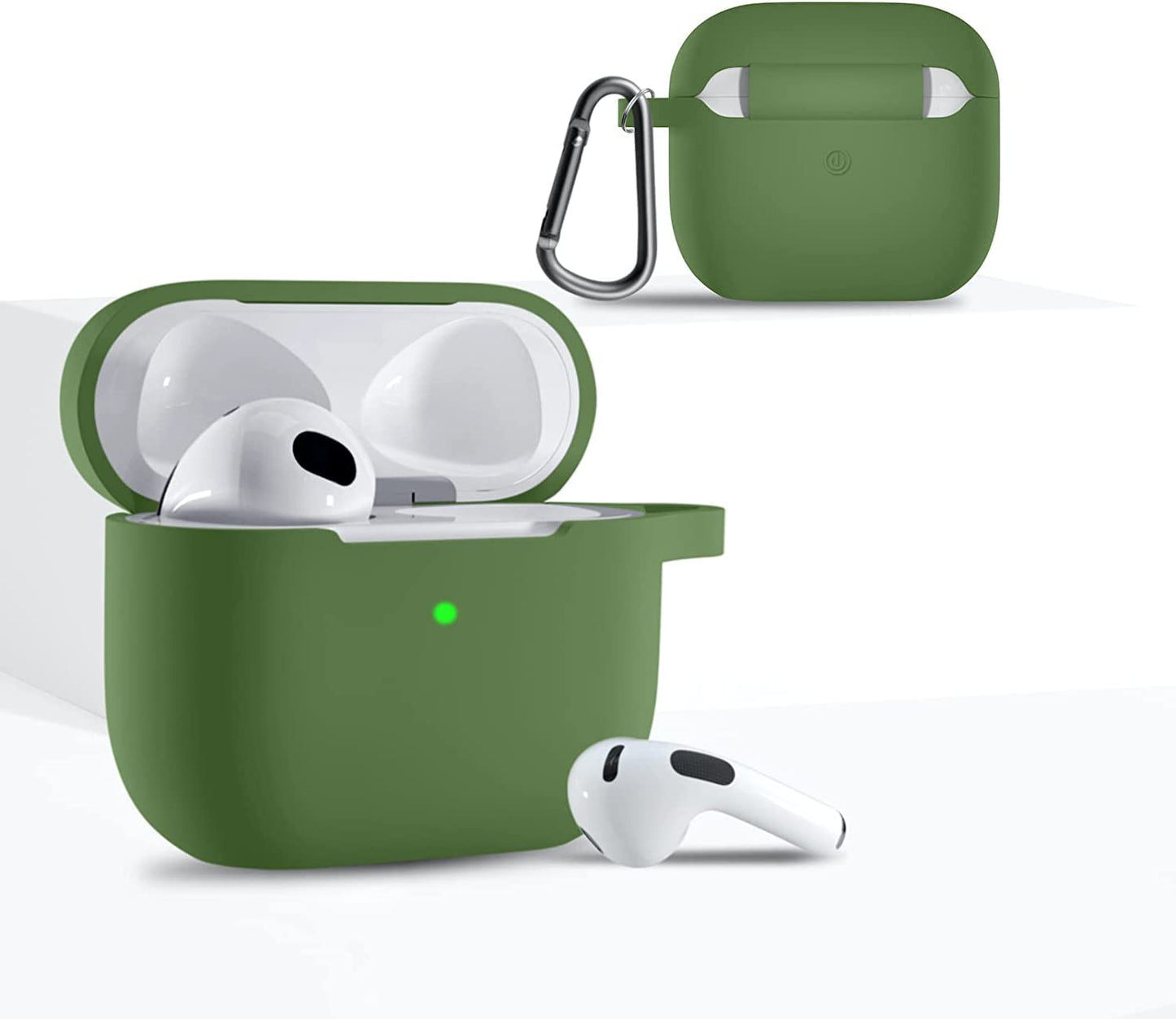 Meyaar Silicone Basic Cover Compatible with Airpods 3rd Generation Case (2021) With Metal Hook
