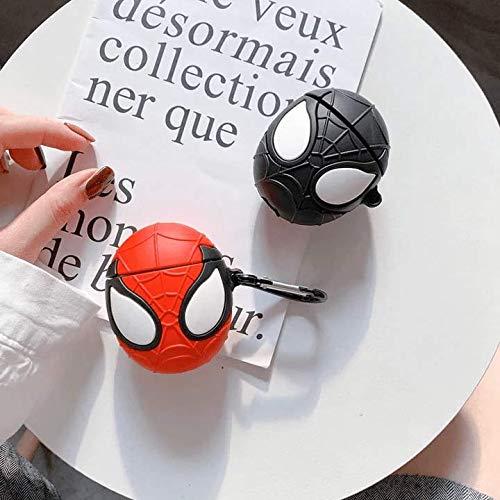 Meyaar Silicone Case with Keychain, Designed for Apple AirPods 1 & 2 Only (Not For Any Other Model) (Airpods Not Included) (Spider-Man (Red))