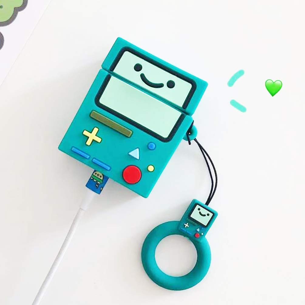 Meyaar Silicon Case Cover with Carabiner Hook for AirPods 1 & 2 (Teal Switch-Green)