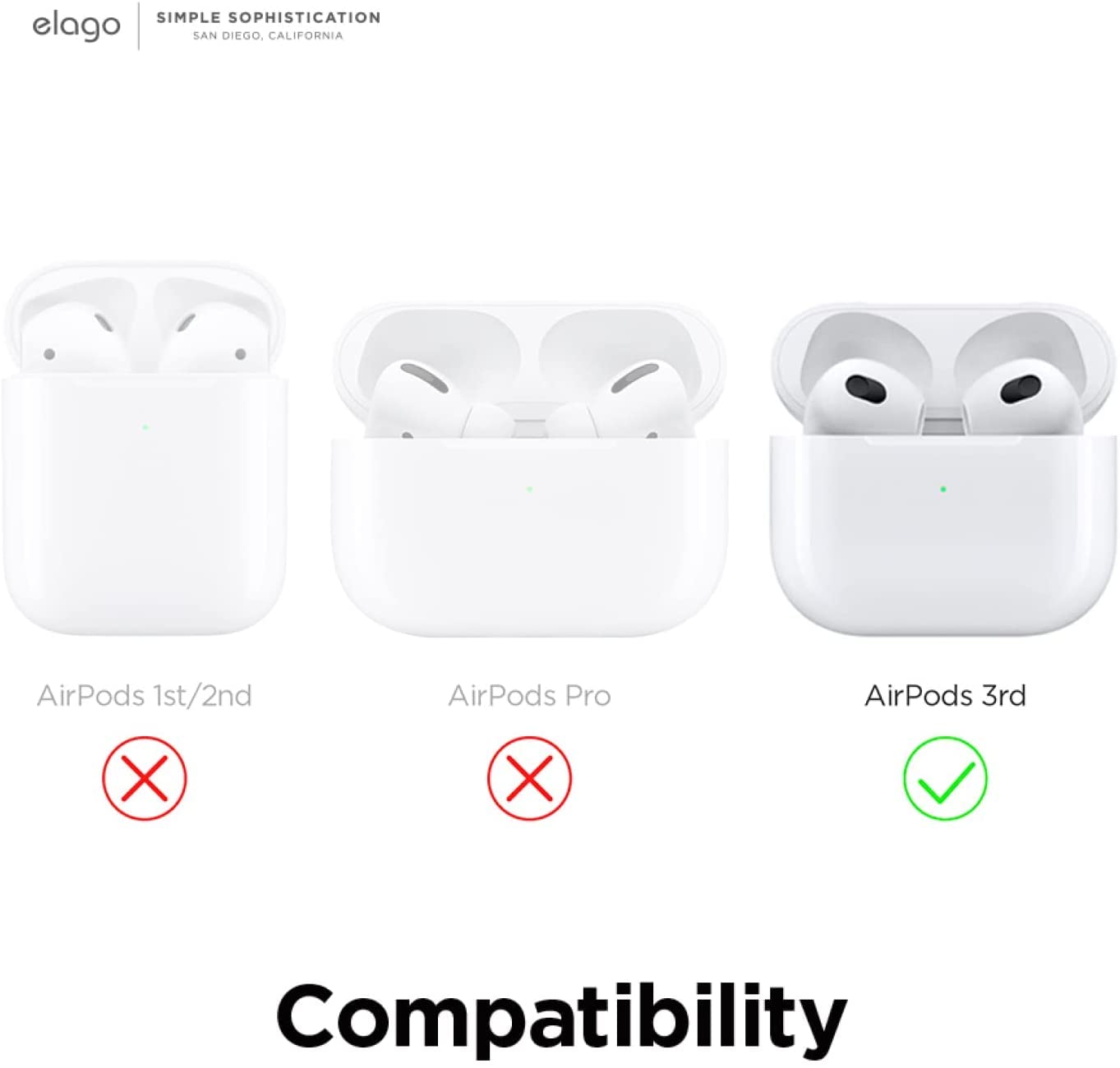 Meyaar Silicone Basic Cover Compatible with Airpods 3rd Generation Case (2021) With Metal Hook