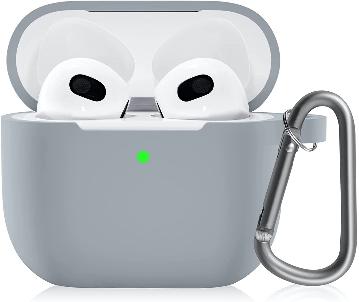 Meyaar Silicone Basic Cover Compatible with Airpods 3rd Generation Case (2021) With Metal Hook