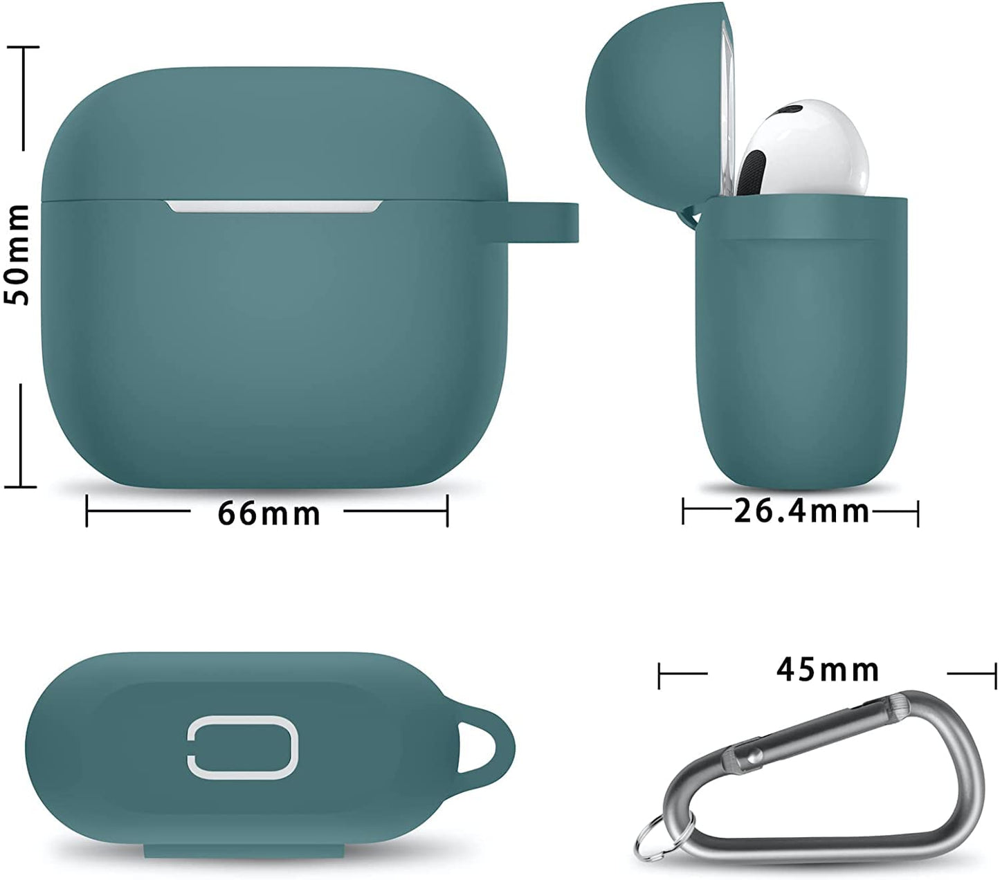 Meyaar Silicone Basic Cover Compatible with Airpods 3rd Generation Case (2021) With Metal Hook