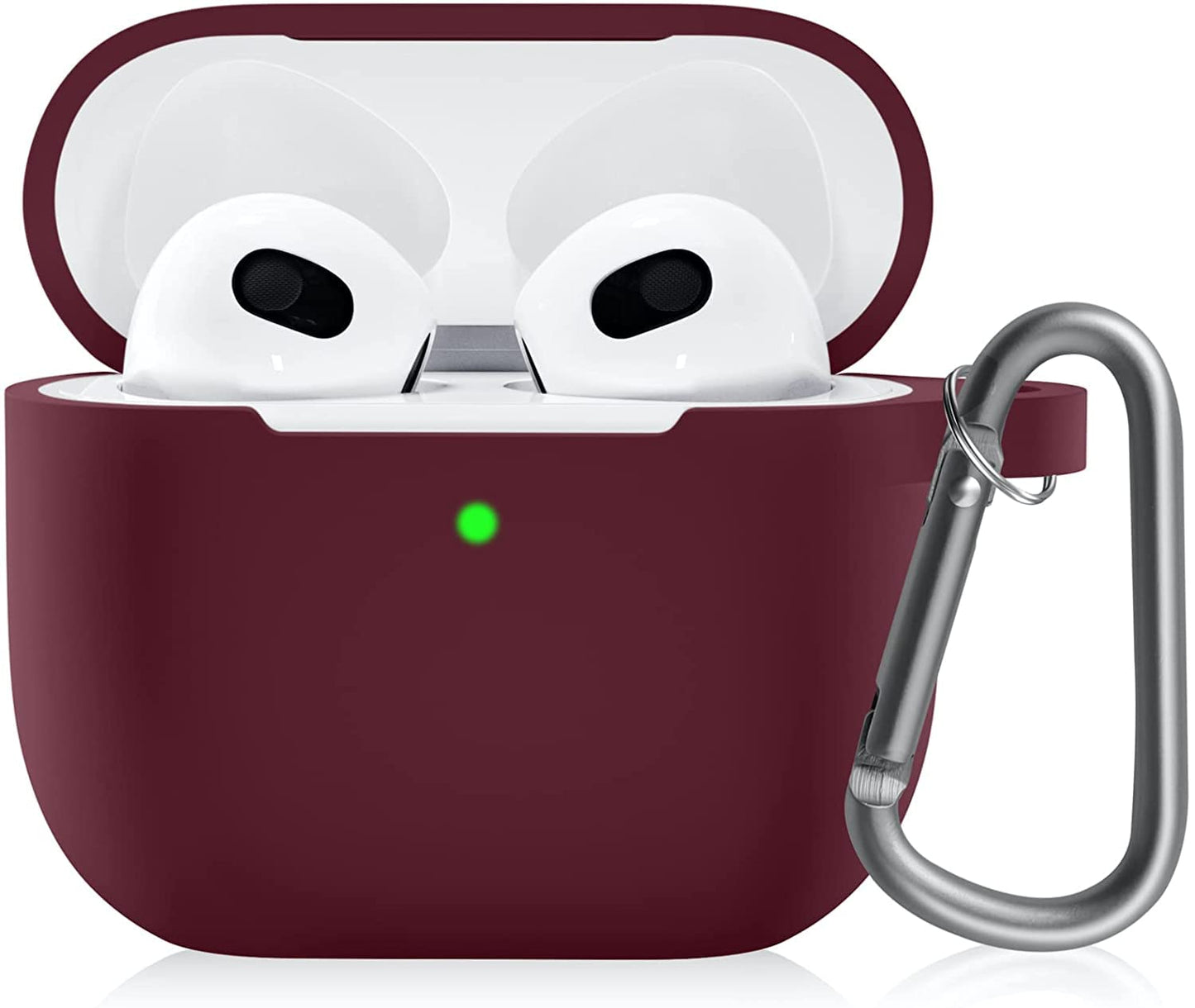 Meyaar Silicone Basic Cover Compatible with Airpods 3rd Generation Case (2021) With Metal Hook