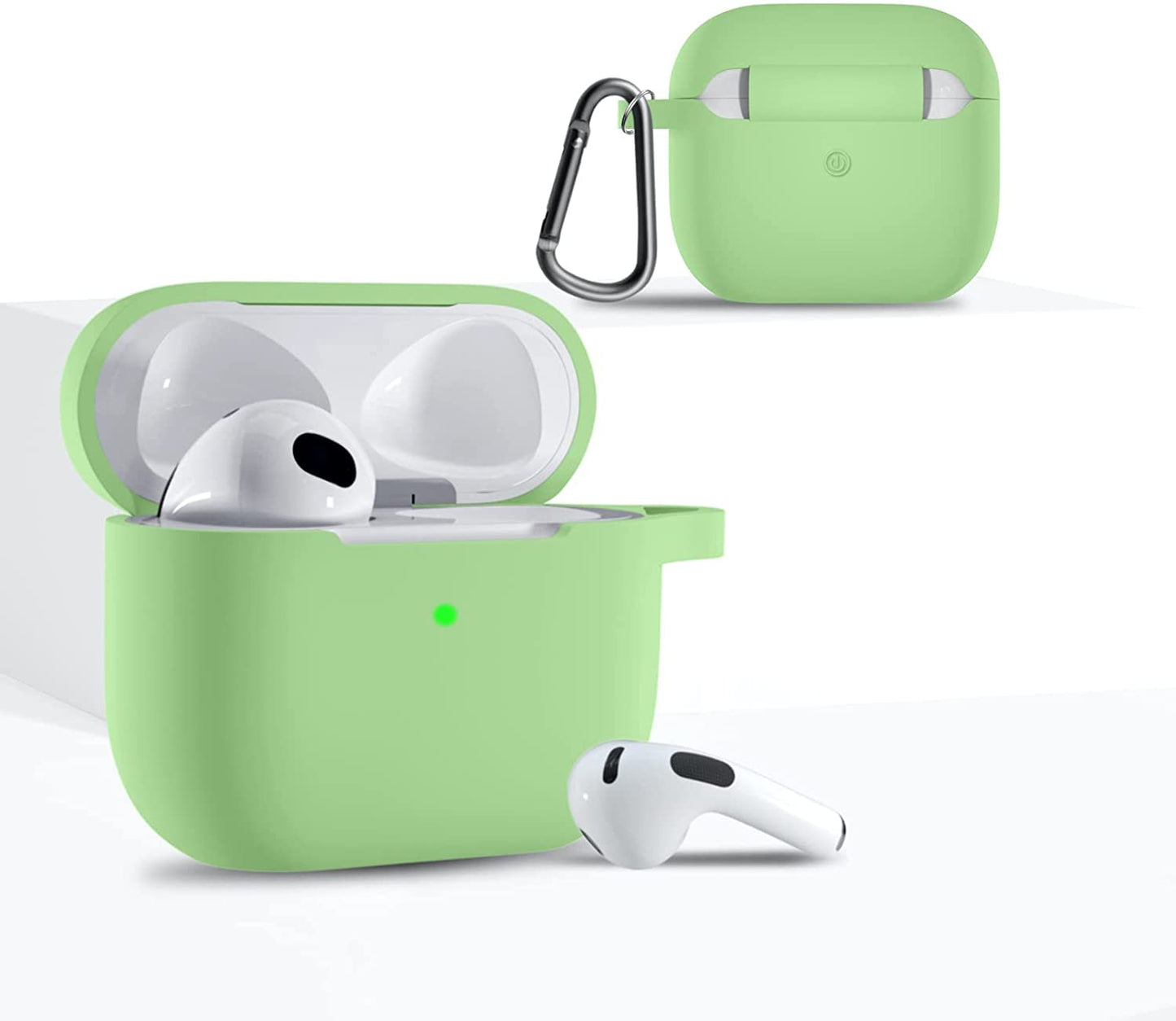 Meyaar Silicone Basic Cover Compatible with Airpods 3rd Generation Case (2021) With Metal Hook
