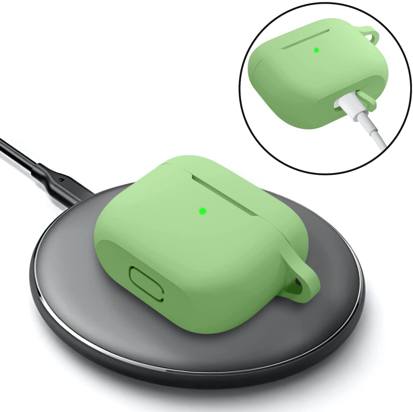 Meyaar Silicone Basic Cover Compatible with Airpods 3rd Generation Case (2021) With Metal Hook