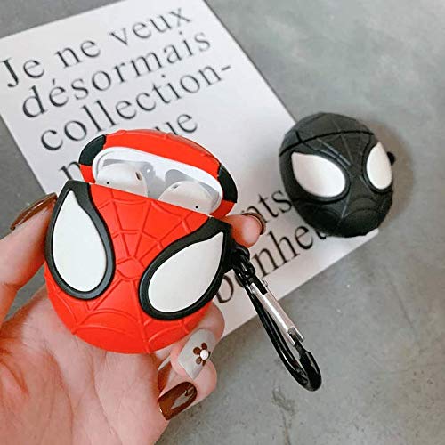 Meyaar Silicone Case with Keychain, Designed for Apple AirPods 1 & 2 Only (Not For Any Other Model) (Airpods Not Included) (Spider-Man (Red))
