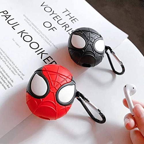 Meyaar Silicone Case with Keychain, Designed for Apple AirPods 1 & 2 Only (Not For Any Other Model) (Airpods Not Included) (Spider-Man (Red))