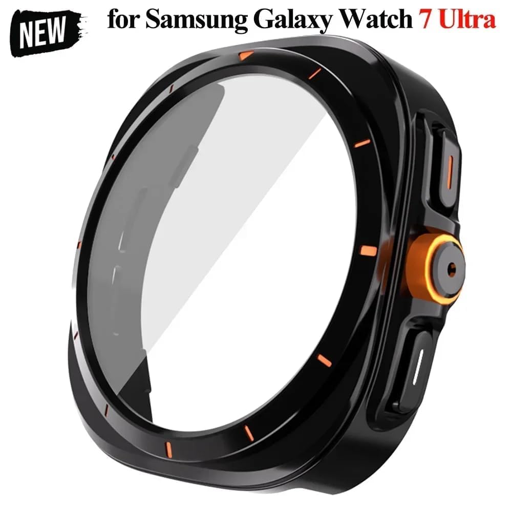 Meyaar Case+Strap for Samsung Galaxy Watch 7/6 44mm Silicone Band Tempered Glass Film Protective Case Upgrade Galaxy 6/7 to Ultra 47mm
