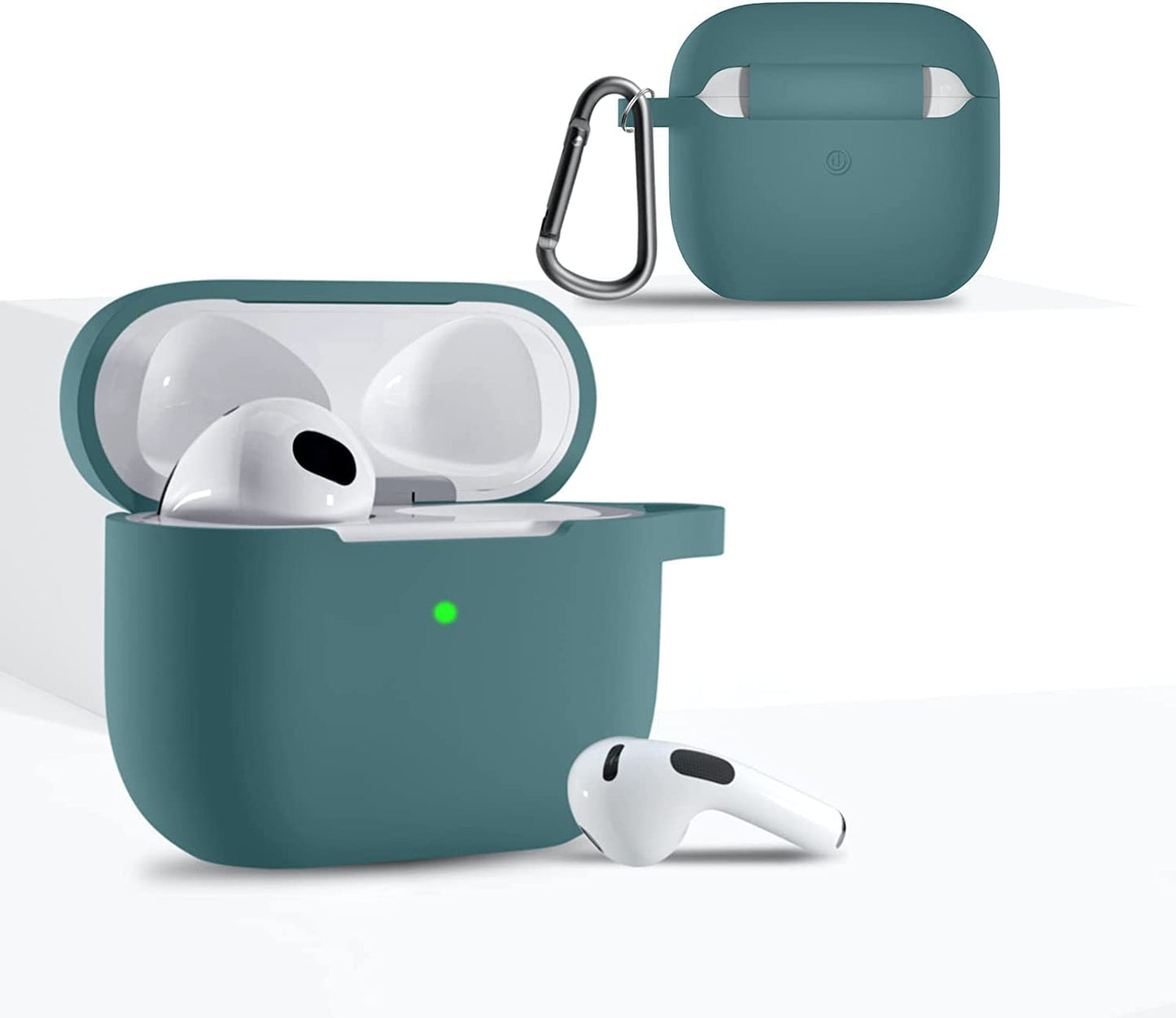 Meyaar Silicone Basic Cover Compatible with Airpods 3rd Generation Case (2021) With Metal Hook