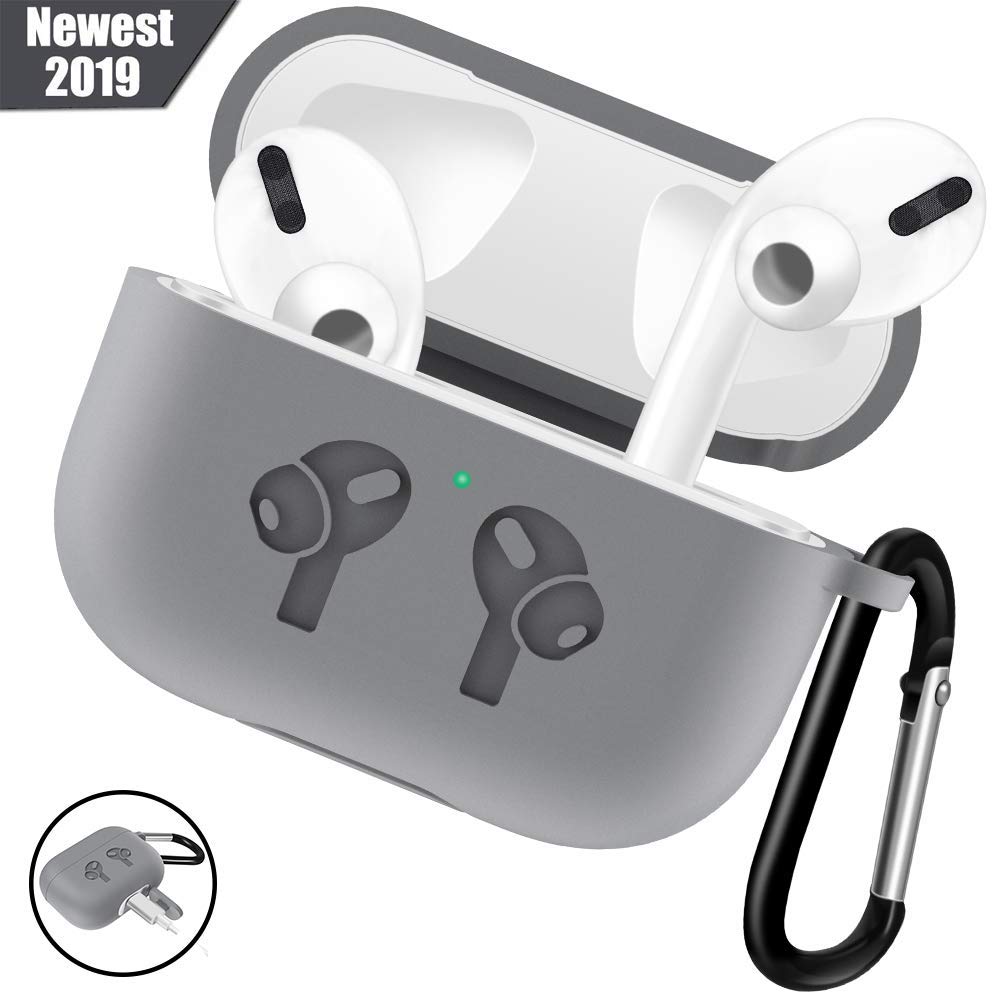 Meyaar Silicone Fit Back Cover Case [Version 2] Designed for AirPods Pro Case (2019) (Grey)
