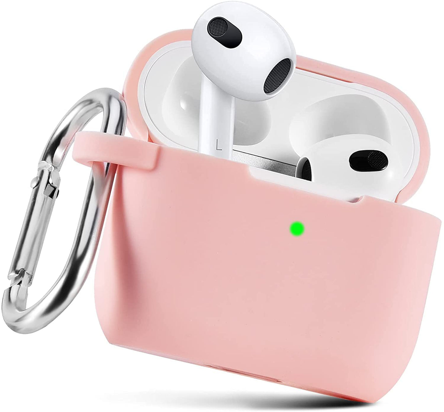 Meyaar Silicone Basic Cover Compatible with Airpods 3rd Generation Case (2021) With Metal Hook