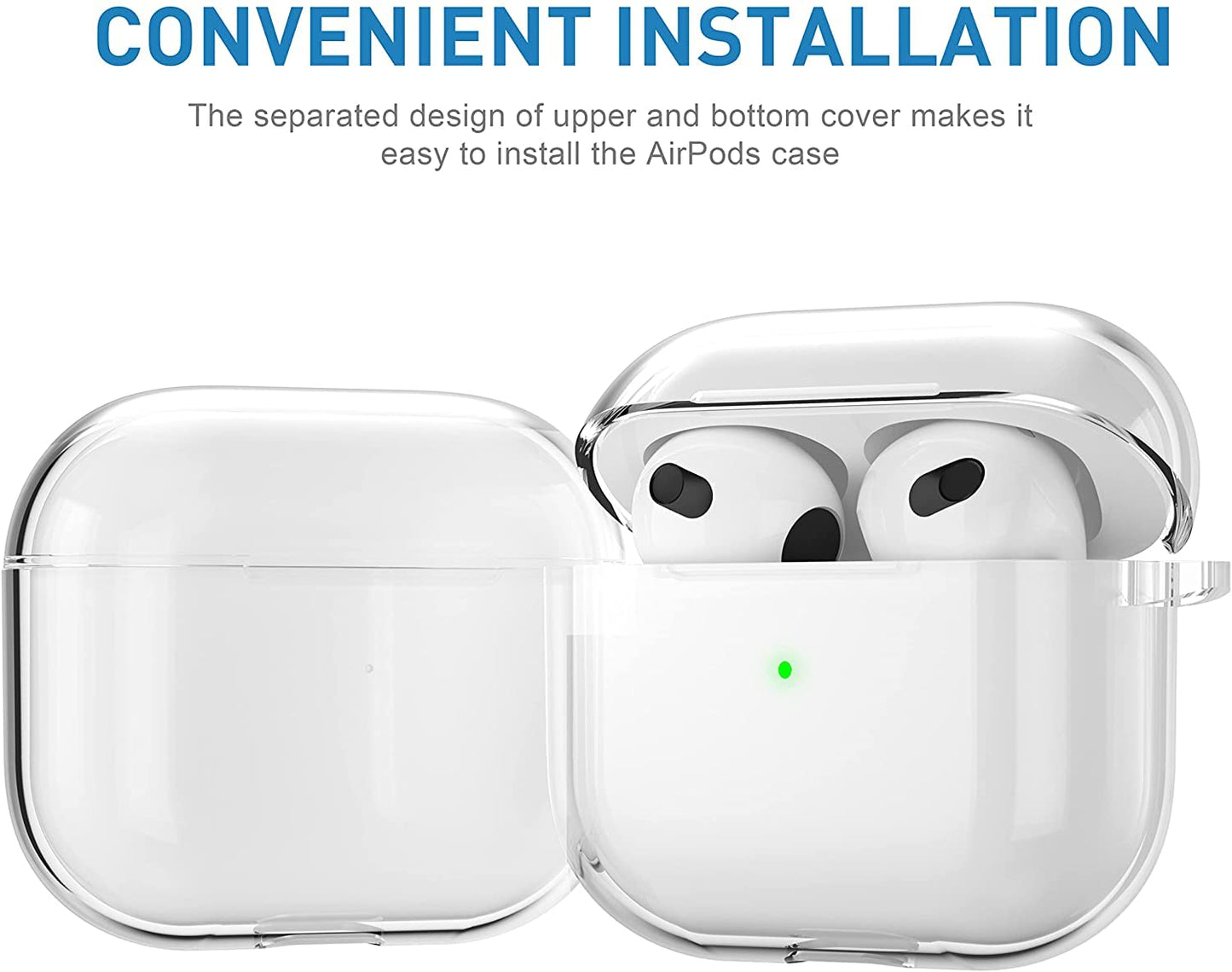 Meyaar Silicone Basic Cover Compatible with Airpods 3rd Generation Case (2021) With Metal Hook