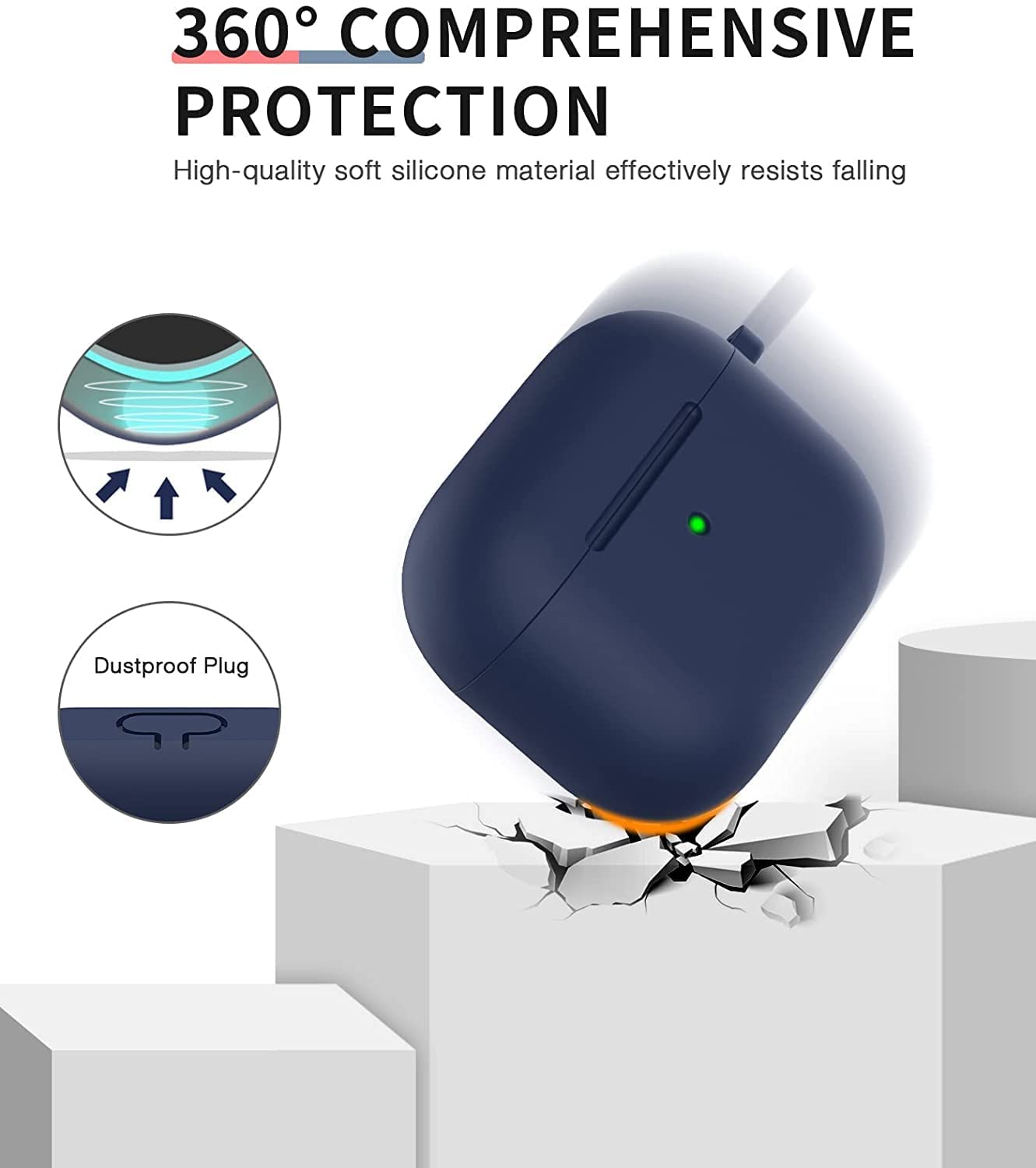 Meyaar Silicone Basic Cover Compatible with Airpods 3rd Generation Case (2021) With Metal Hook
