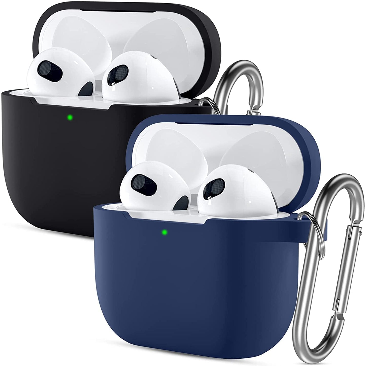 Meyaar Silicone Basic Cover Compatible with Airpods 3rd Generation Case (2021) With Metal Hook