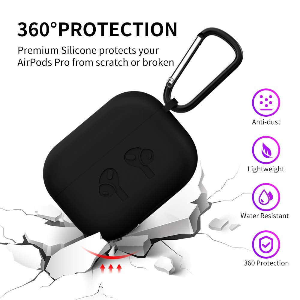 Meyaar Silicone Fit Back Cover Case [Version 2] Designed for AirPods Pro Case (2019) (Grey)