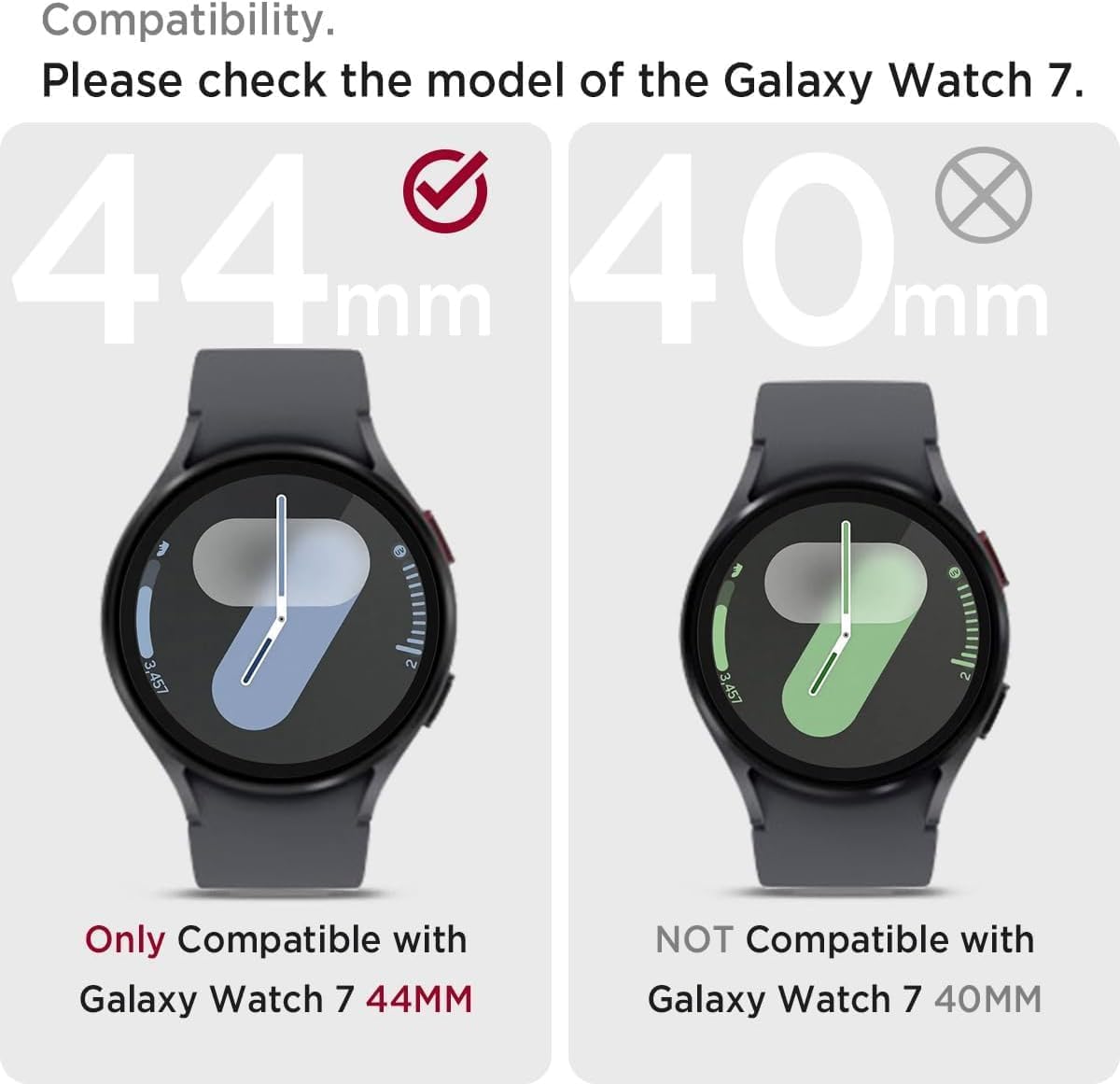 Meyaar Case+Strap for Samsung Galaxy Watch 7/6 44mm Silicone Band Tempered Glass Film Protective Case Upgrade Galaxy 6/7 to Ultra 47mm