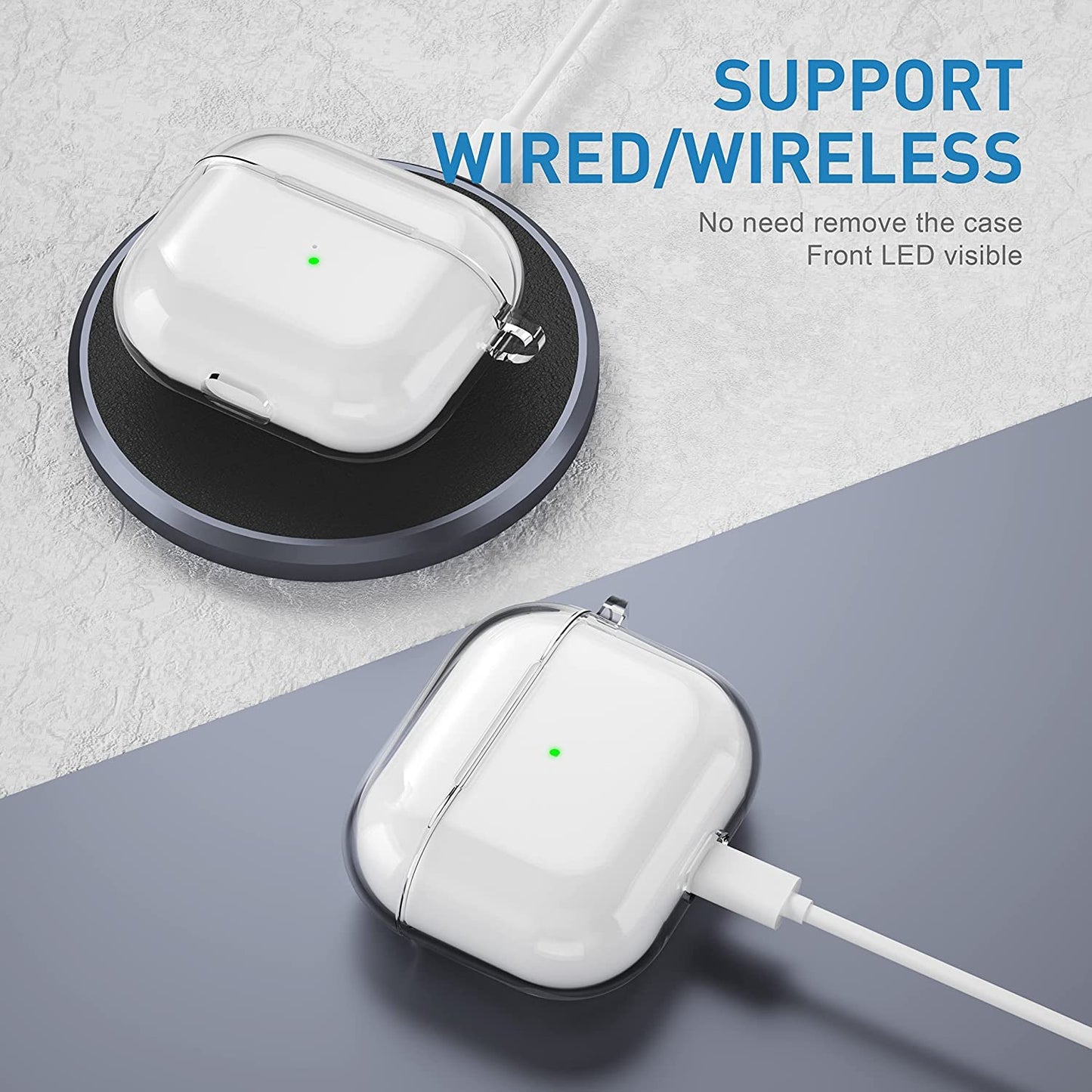 Meyaar Silicone Basic Cover Compatible with Airpods 3rd Generation Case (2021) With Metal Hook