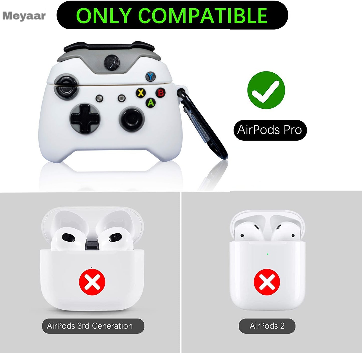 Meyaar Case Made For Airpods Pro 2Nd Generation Case Cover With Keychain (Console White)